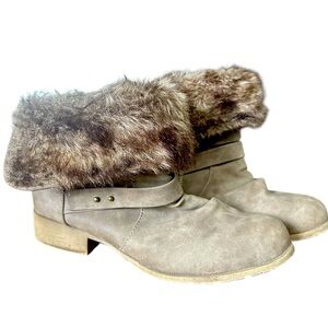 Jellypop Buckle Detail Side Zip Faux Fur Booties Sz‎ 9